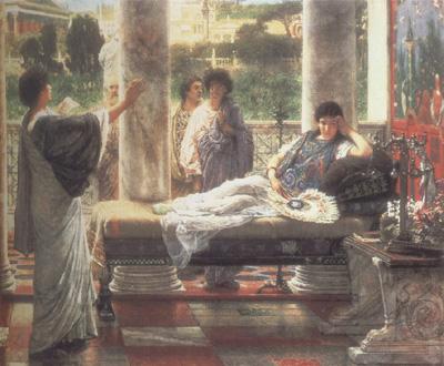 Alma-Tadema, Sir Lawrence Catullus Reading his  Poems at Lesbia's House (mk23) oil painting picture